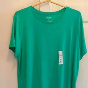 NWT. GREEN OPAL SHORT-SLEEVE TOP BY NINE WEST.  SIZE XL